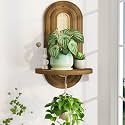 LASZOLA Wall Plant Shelf Floating Holder Hanger Indoor, Boho Wooden Brown