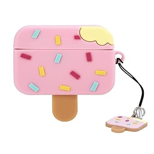 new cute 3d cartoon design cases compatible with apple airpods pro 2 case cover 360 full-body protective case shockproof skin cover ice cream pink