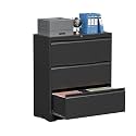 Lateral File Cabinet, 3 Drawer Lateral File Cabinet with Lock, Lockable Metal File Cabinet for Home Office, File Cabinet for Letter/Legal/F4/A4 Size (Black, 3 Drawer)