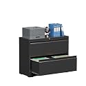 Lateral File Cabinets with Lock, 2 Drawer Steel Wide Filing Organization Storage Cabinets, Steel File Cabinet for A4 Legal/Letter Size, Assembly Required (Black, 2 Drawer - 36" W)