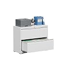 Lateral File Cabinets with Lock, 2 Drawer Steel Wide Filing Organization Storage Cabinets, Steel File Cabinet for A4 Legal/Letter Size, Assembly Required (White, 2 Drawer - 36" W)