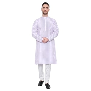 LATEST CHIKAN Broad Striped Cotton Mens Long