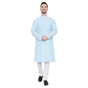LATEST CHIKAN Broad Striped Cotton Mens Long
