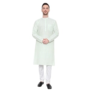 LATEST CHIKAN Broad Striped Cotton Mens Long
