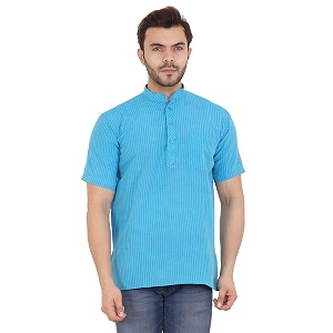 LATEST CHIKAN Mens Cotton Regular Striped Short