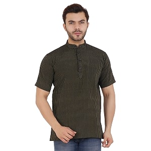 LATEST CHIKAN Mens Cotton Regular Striped Short