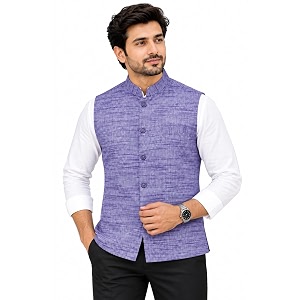 LATEST CHIKAN Mens Textured Nehru Jacket