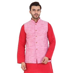 LATEST CHIKAN Mens Textured Nehru Jacket