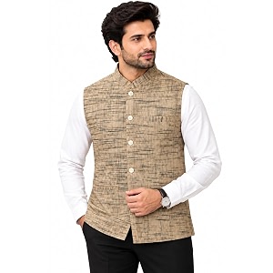LATEST CHIKAN Mens Textured Nehru Jacket