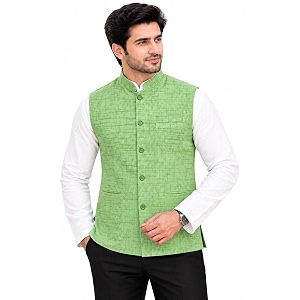 LATEST CHIKAN Mens Textured Nehru Jacket