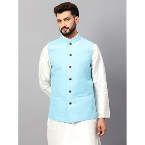 LATEST CHIKAN Mens Traditional Cotton Solid Nehru