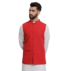 LATEST CHIKAN Mens Traditional Cotton Solid Nehru