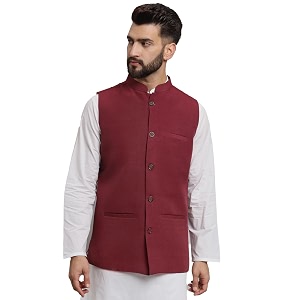 LATEST CHIKAN Mens Traditional Cotton Solid Nehru