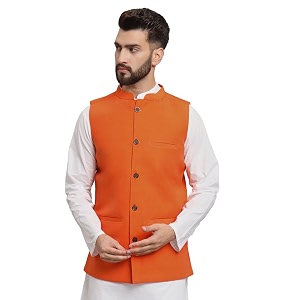 LATEST CHIKAN Mens Traditional Cotton Solid Nehru