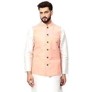 LATEST CHIKAN Mens Traditional Cotton Solid Nehru