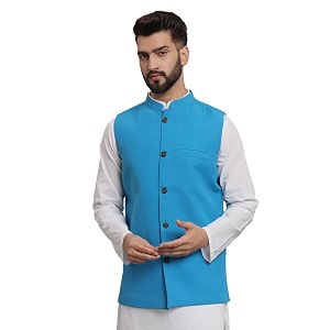 LATEST CHIKAN Mens Traditional Cotton Solid Nehru