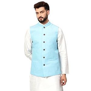 LATEST CHIKAN Mens Traditional Cotton Solid Nehru