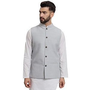 LATEST CHIKAN Mens Traditional Cotton Solid Nehru