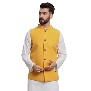 LATEST CHIKAN Mens Traditional Cotton Solid Nehru