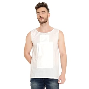 LATEST CHIKAN Mens White Cotton Travel Vest