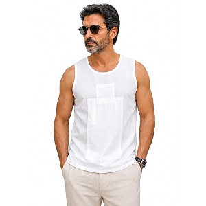 LATEST CHIKAN Mens White Cotton Travel Vest