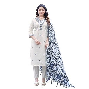 Khadi Kurtaset With Khadi Silk Dupatta For