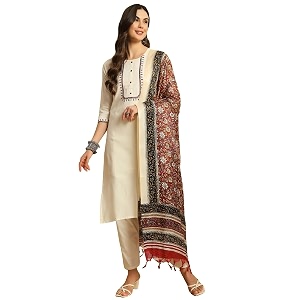 Khadi Kurtaset With Khadi Silk Dupatta For