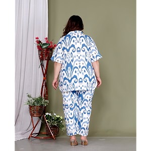 Printed Shirt Style Cotton Night Suit for