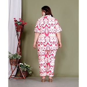 Printed Shirt Style Cotton Night Suit for