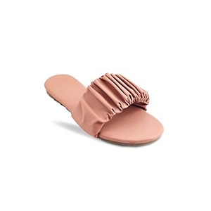 Striped Ruffled Design Fancy Flats Sliders Fashionable