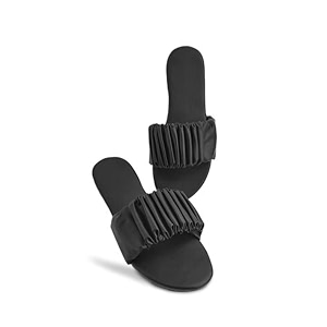 Striped Ruffled Design Fancy Flats Sliders Fashionable