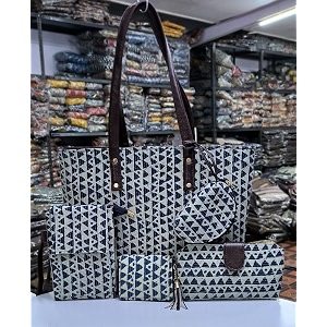latest women39s ikkat handcrafted shoulder bag sling bag and clutch -combo set of 5 pieces