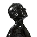 Latex Hood with Mouth Plug and Eye Patch, Full Face Mask Rubber Head Mask with Zipper for Unisex