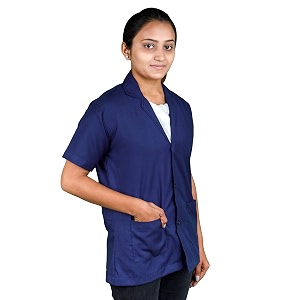 Lathiya. Lab Coat Half SleeveColor- Blue -XL