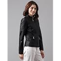Latin Quarters Women39s Black Biker Collared Casual
