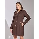 Latin Quarters Women39s Brown A-Line Lapel Collared