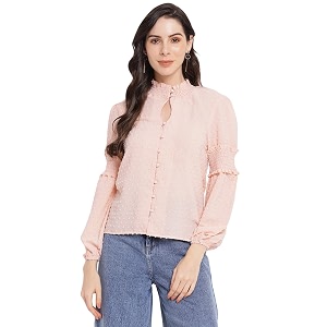 latin quarters women39s pink dusky full sleeve solid blouse