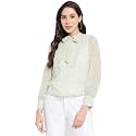 Latin Quarters Women's Green Full Sleeve Printed Blouse