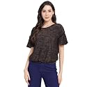 Latin Quarters Women's Black Half Sleeve Printed Knit Top