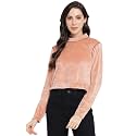 Latin Quarters Women's Beige Full Sleeve Solid Knit Top