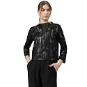 Latin Quarters Women Black Mandarin Collar Long