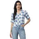 Latin Quarters Women Blue Casual Check Half
