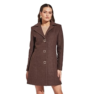 latin quarters women brown full sleeve casual solid coat