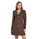 Latin Quarters Women Brown Full Sleeve Casual Solid Coat