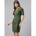 Latin Quarters Women Green Short Sleeves Round