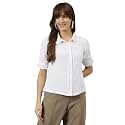 Latin Quarters Women White Spread Collar Short
