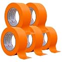 LAUCO Orange Automotive Refinishing Masking Tape 2 in x 60 yd (5 Rolls) – Autobody Painters Tape, UV, Moisture &amp; Heat Resistant, No Residue, Multi-Purpose for Collision Repair 19542