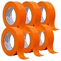 LAUCO Orange Automotive Refinishing Masking Tape 1.5 in x 60 yd (6 Rolls) – Autobody Painters Tape, UV, Moisture &amp; Heat Resistant, No Residue, Multi-Purpose for Collision Repair 19541