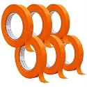 LAUCO Orange Masking Tape 3/4 in x 60 Yd, 6 Rolls, Automotive Painting Tape, High Adhesion, Clean Removal, Sharp Paint Lines 19540