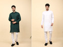 LAUGHTALE Pack of 2 Solid Cotton Blend Straight Kurta for Men (Multicolor)